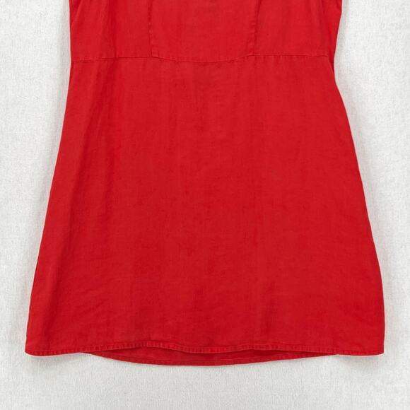 FLAX Linen Dress Womens Medium Orange Sleeveless Shift Scoop Neck Lagenlook - Picture 5 of 16